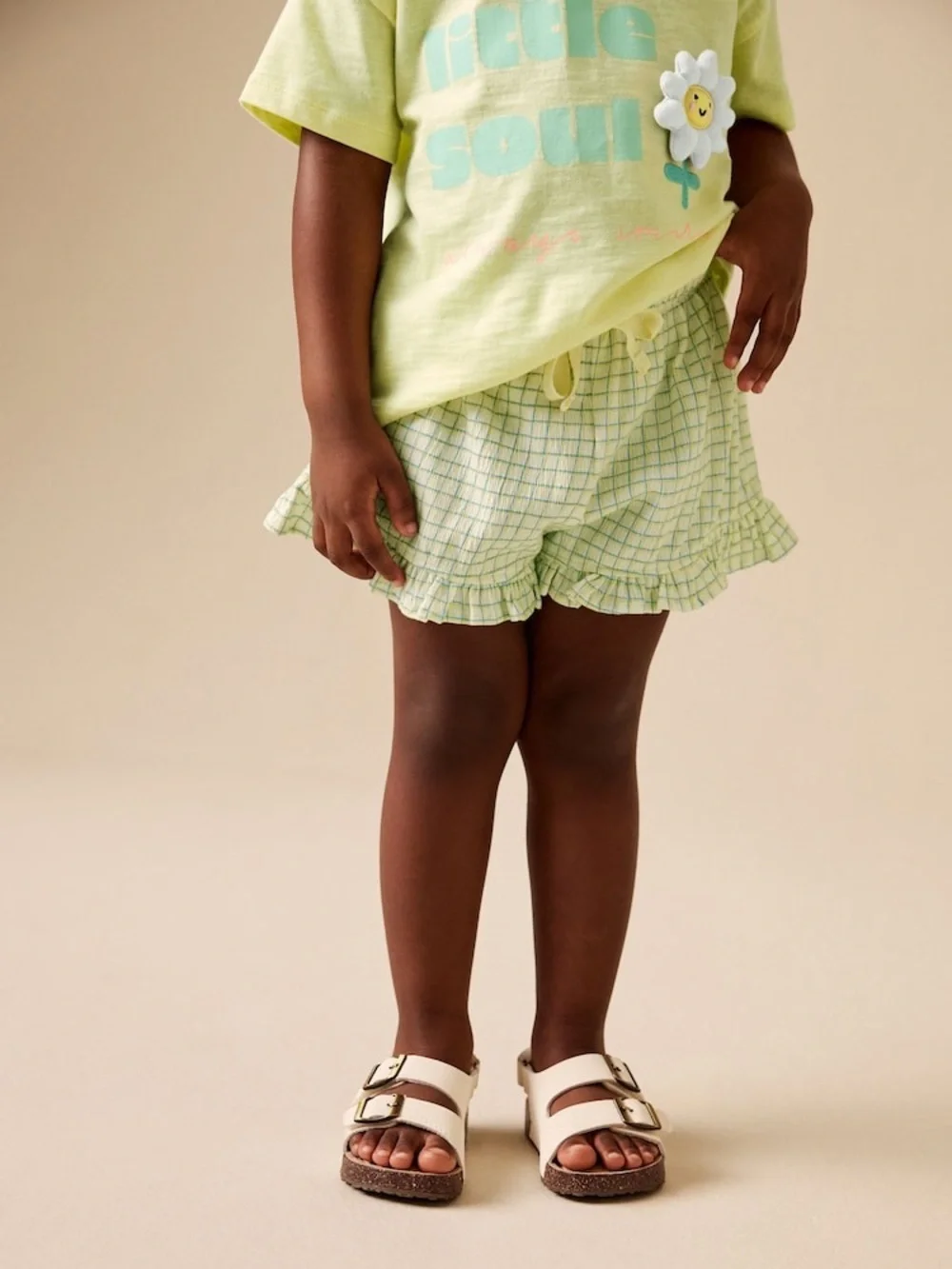 Next Lime Green Flower Short Sleeve Top and Shorts Set Size 2/3 Years